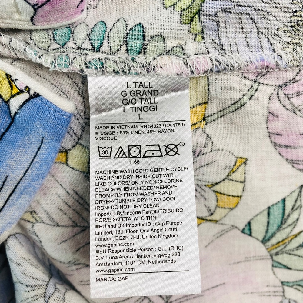 GAP Linen Blend Pajamas set shorts and Short Sleeve top in multi floral Size LT - Picture 6 of 10